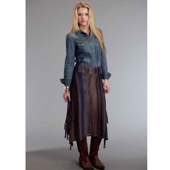 Stetson Striped Knit Tassle Skirt - Picture 1 of 9